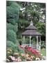 Gazebo and Roses in Bloom at the Woodland Park Zoo Rose Garden, Washington, USA-null-Mounted Photographic Print