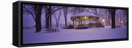 Gazebo Covered with Snow in a Park, Rochester, Olmsted County, Minnesota, USA-null-Framed Stretched Canvas