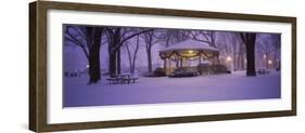 Gazebo Covered with Snow in a Park, Rochester, Olmsted County, Minnesota, USA-null-Framed Photographic Print