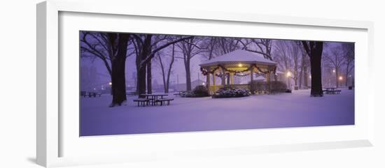 Gazebo Covered with Snow in a Park, Rochester, Olmsted County, Minnesota, USA-null-Framed Photographic Print