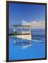 Gazebo Reflecting on Pool with Sea in Background, Long Island, Bahamas-Kent Foster-Framed Photographic Print