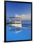 Gazebo Reflecting on Pool with Sea in Background, Long Island, Bahamas-Kent Foster-Framed Photographic Print