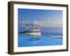 Gazebo Reflecting on Pool with Sea in Background, Long Island, Bahamas-Kent Foster-Framed Photographic Print