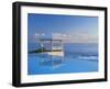 Gazebo Reflecting on Pool with Sea in Background, Long Island, Bahamas-Kent Foster-Framed Photographic Print