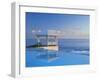 Gazebo Reflecting on Pool with Sea in Background, Long Island, Bahamas-Kent Foster-Framed Photographic Print