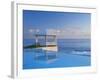 Gazebo Reflecting on Pool with Sea in Background, Long Island, Bahamas-Kent Foster-Framed Photographic Print