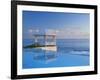 Gazebo Reflecting on Pool with Sea in Background, Long Island, Bahamas-Kent Foster-Framed Photographic Print