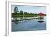 Gazebo with boat dock along Highway 22 in Central Georgia-null-Framed Photographic Print