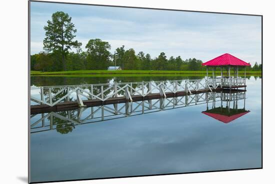 Gazebo with boat dock along Highway 22 in Central Georgia-null-Mounted Photographic Print