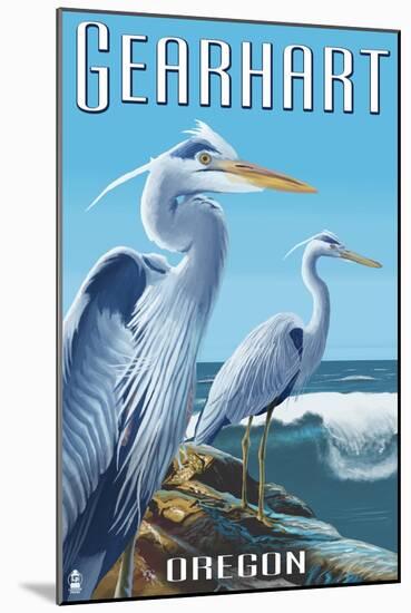 Gearhart, Oregon - Blue Heron-Lantern Press-Mounted Art Print