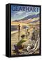 Gearhart, Oregon - Clam Diggers-Lantern Press-Framed Stretched Canvas