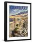 Gearhart, Oregon - Clam Diggers-Lantern Press-Framed Art Print