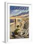 Gearhart, Oregon - Clam Diggers-Lantern Press-Framed Art Print