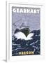 Gearhart, Oregon - Crab Fishing Boat Scene-Lantern Press-Framed Art Print