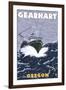 Gearhart, Oregon - Crab Fishing Boat Scene-Lantern Press-Framed Art Print