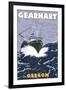 Gearhart, Oregon - Crab Fishing Boat Scene-Lantern Press-Framed Art Print