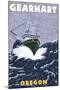 Gearhart, Oregon - Crab Fishing Boat Scene-Lantern Press-Mounted Art Print