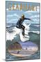 Gearhart, Oregon - Cutback Surfing-Lantern Press-Mounted Art Print