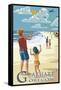 Gearhart, Oregon - Kite Flyers-Lantern Press-Framed Stretched Canvas