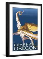 Gearhart, Oregon - Octopus Scene-Lantern Press-Framed Art Print