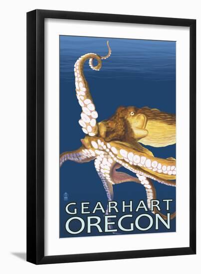 Gearhart, Oregon - Octopus Scene-Lantern Press-Framed Art Print