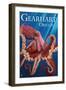 Gearhart, Oregon - Red Octopus-Lantern Press-Framed Art Print