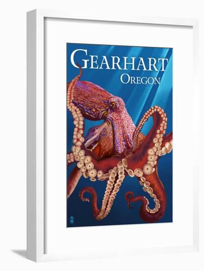 Gearhart, Oregon - Red Octopus-Lantern Press-Framed Art Print