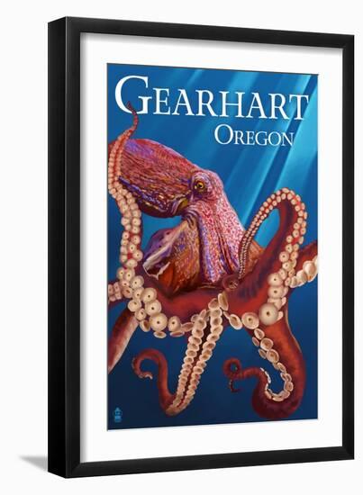 Gearhart, Oregon - Red Octopus-Lantern Press-Framed Art Print