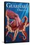 Gearhart, Oregon - Red Octopus-Lantern Press-Framed Stretched Canvas