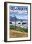 Gearhart, Oregon - Rocky Shore-Lantern Press-Framed Art Print