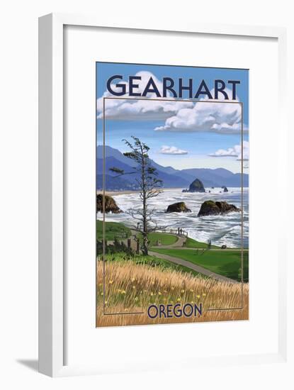 Gearhart, Oregon - Rocky Shore-Lantern Press-Framed Art Print