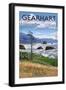 Gearhart, Oregon - Rocky Shore-Lantern Press-Framed Art Print