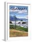 Gearhart, Oregon - Rocky Shore-Lantern Press-Framed Art Print