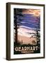 Gearhart, Oregon - Sunset and Surfers-Lantern Press-Framed Art Print