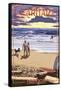 Gearhart, Oregon - Sunset Beach Scene-Lantern Press-Framed Stretched Canvas