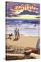 Gearhart, Oregon - Sunset Beach Scene-Lantern Press-Stretched Canvas
