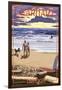 Gearhart, Oregon - Sunset Beach Scene-Lantern Press-Framed Art Print