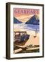 Gearhart, Oregon - Woody on Beach-Lantern Press-Framed Art Print