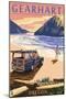 Gearhart, Oregon - Woody on Beach-Lantern Press-Mounted Art Print