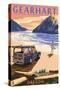 Gearhart, Oregon - Woody on Beach-Lantern Press-Stretched Canvas