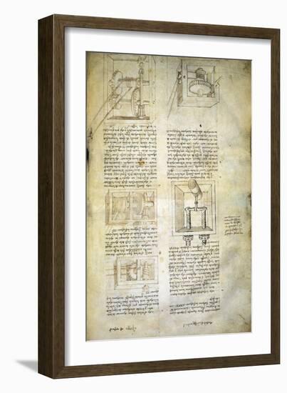 Gears, from Codex Ashburnham 361-Leonardo da Vinci-Framed Giclee Print