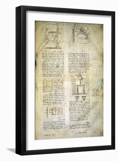 Gears, from Codex Ashburnham 361-Leonardo da Vinci-Framed Giclee Print