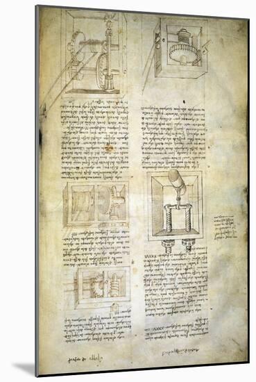 Gears, from Codex Ashburnham 361-Leonardo da Vinci-Mounted Giclee Print