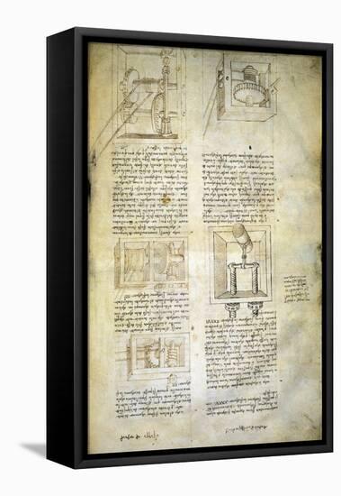 Gears, from Codex Ashburnham 361-Leonardo da Vinci-Framed Stretched Canvas