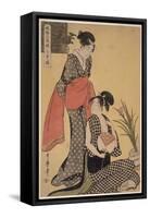 Gebon No Zu (Colour Woodblock Print)-Kitagawa Utamaro-Framed Stretched Canvas