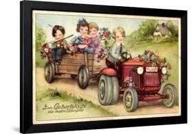 Geburtstag Glückwunsch, Trtor, Blumen, Kinder-null-Framed Giclee Print