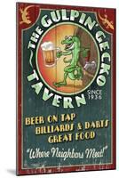 Gecko Tavern - Vintage Sign-Lantern Press-Mounted Art Print