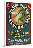 Gecko Tavern - Vintage Sign-Lantern Press-Framed Art Print