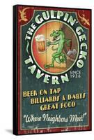 Gecko Tavern - Vintage Sign-Lantern Press-Framed Stretched Canvas