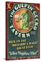 Gecko Tavern - Vintage Sign-Lantern Press-Stretched Canvas